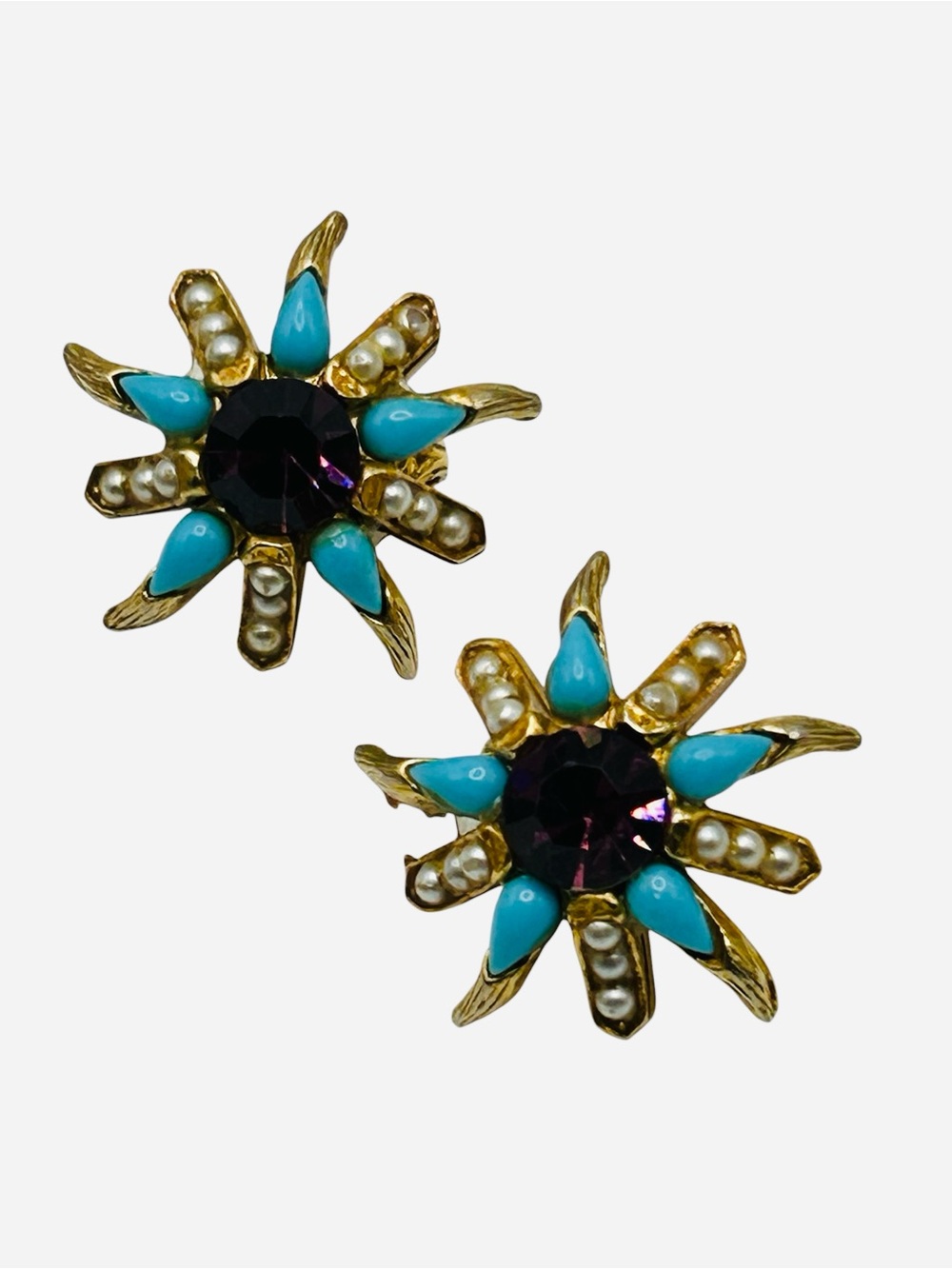 Vintage ART Arthur Pepper Starburst Rhinestone Earrings